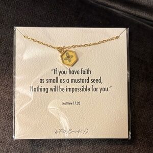 Gold Hexagon Mustard Seed Necklace